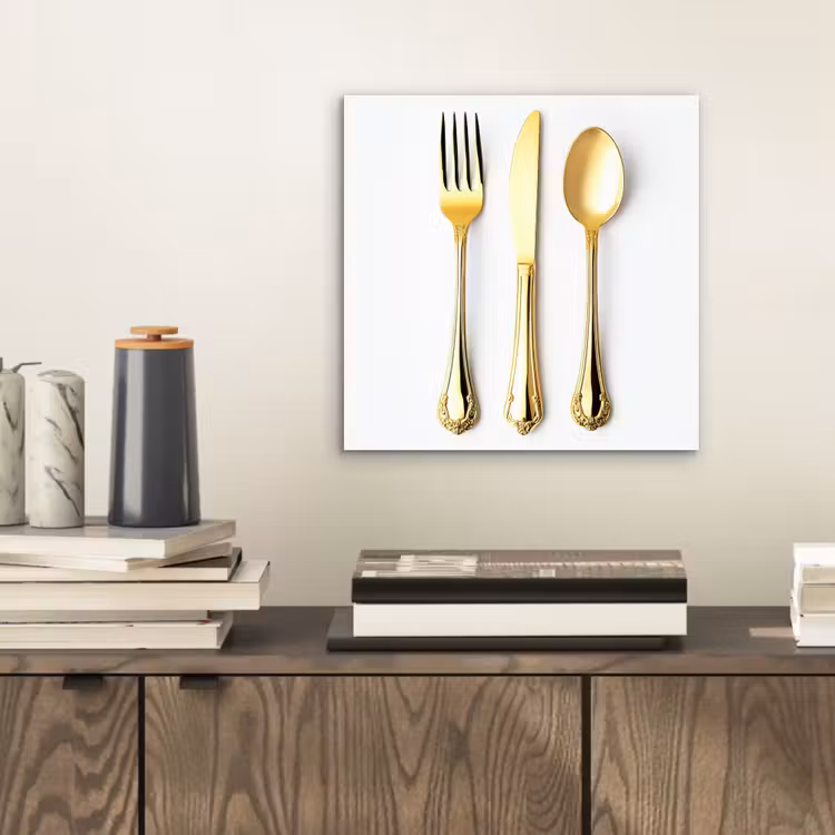 Aluminium schilderij - Bestek - Goud — 2
