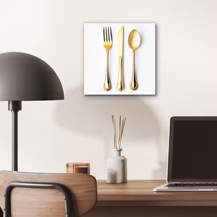 Aluminium schilderij - Bestek - Goud — 6