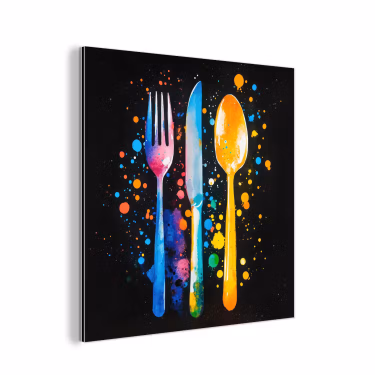 Aluminium schilderij - Bestek - Kleurrijk - Spetters — 1