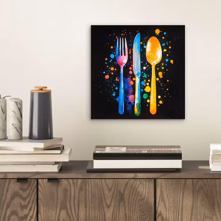 Aluminium schilderij - Bestek - Kleurrijk - Spetters — 2