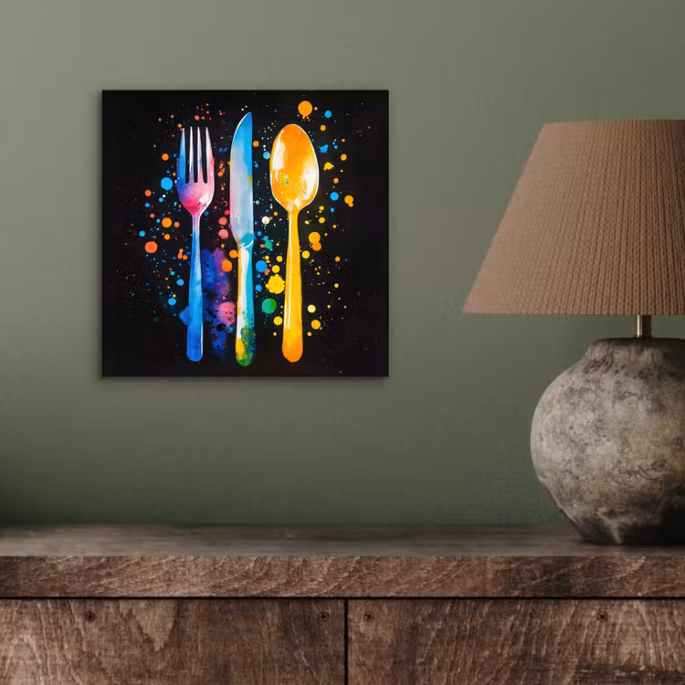 Aluminium schilderij - Bestek - Kleurrijk - Spetters — 3