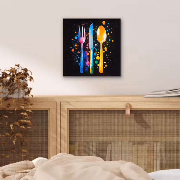 Aluminium schilderij - Bestek - Kleurrijk - Spetters — 4