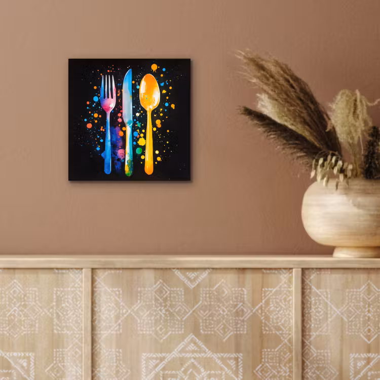Aluminium schilderij - Bestek - Kleurrijk - Spetters — 5