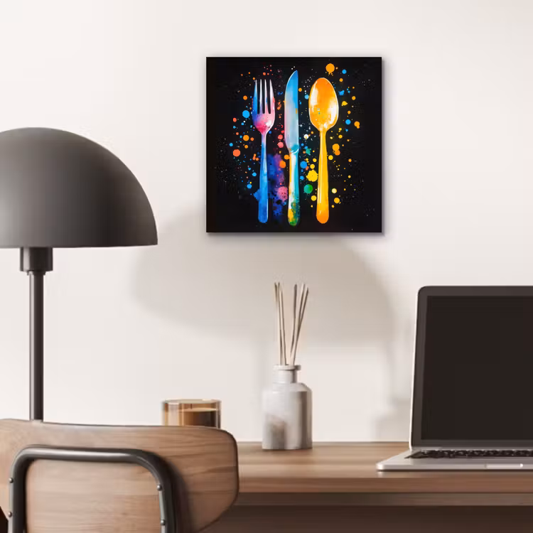 Aluminium schilderij - Bestek - Kleurrijk - Spetters — 6