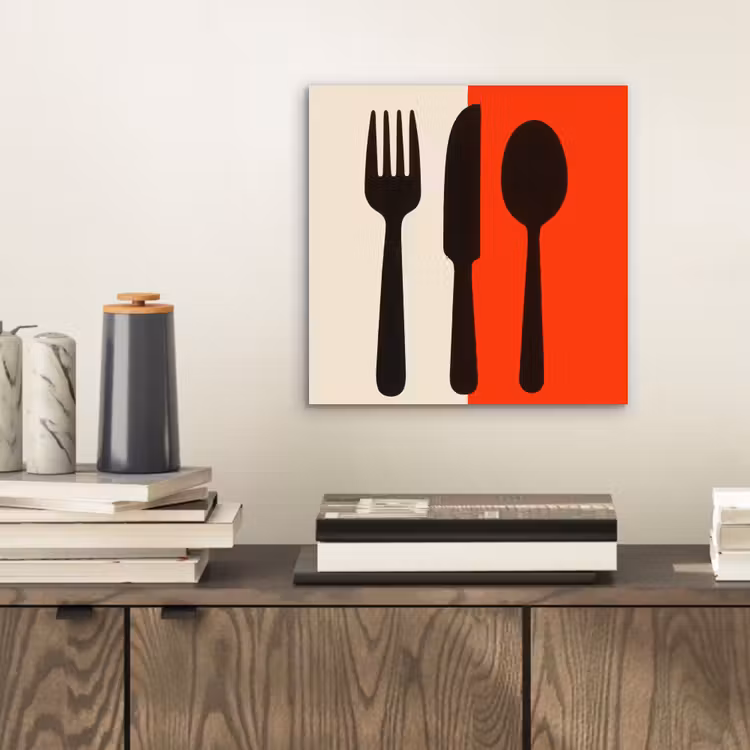 Aluminium schilderij - Bestek - Rood - Wit — 2