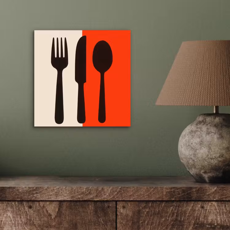 Aluminium schilderij - Bestek - Rood - Wit — 3