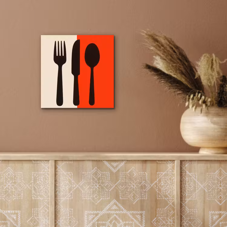 Aluminium schilderij - Bestek - Rood - Wit — 5