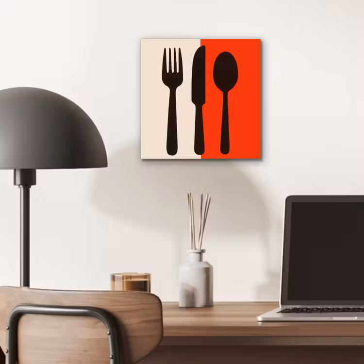 Aluminium schilderij - Bestek - Rood - Wit — 6