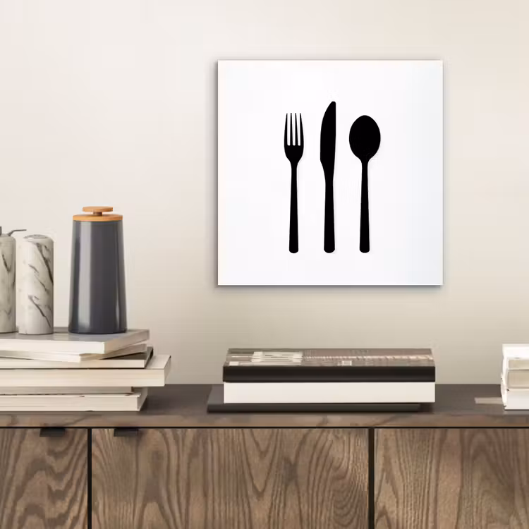 Aluminium schilderij - Bestek - Zwart - Simpel — 2