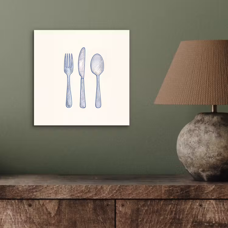 Aluminium schilderij - Blauw - Bestek - Lijn — 3