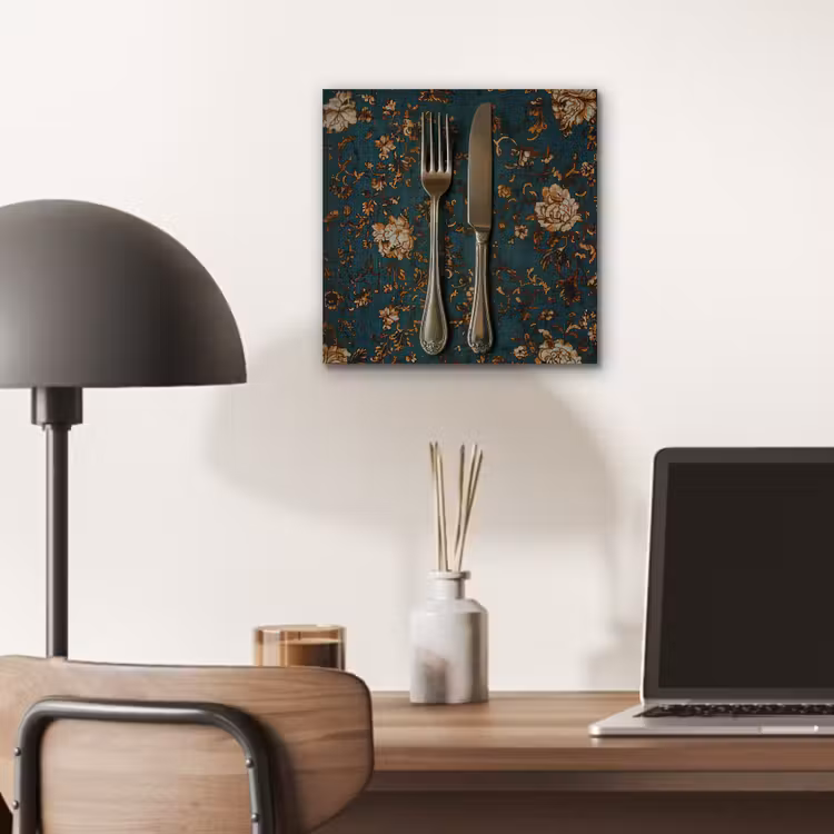 Aluminium schilderij - Bloemen - Goud - Bestek — 6