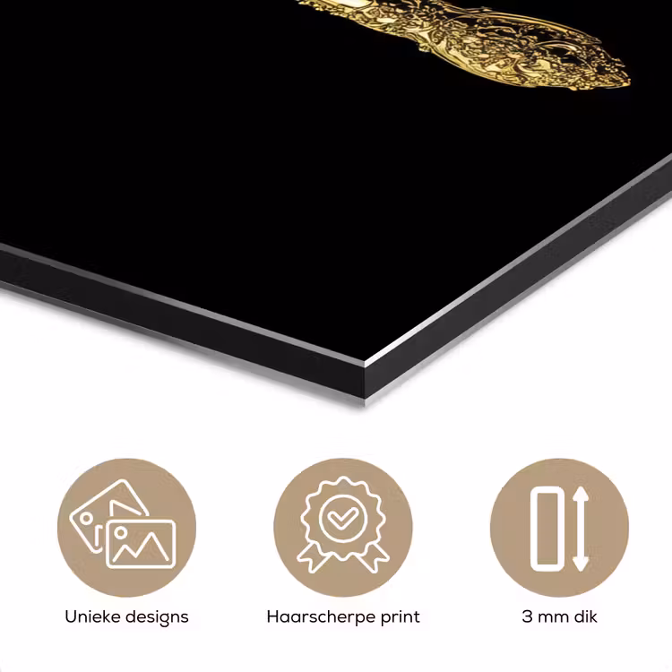 Aluminium schilderij - Goud - Vork - Mes — 7