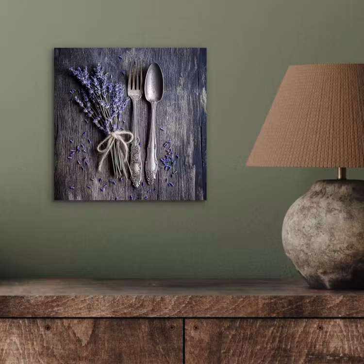 Aluminium schilderij - Lavendel - Lepel - Vork — 3