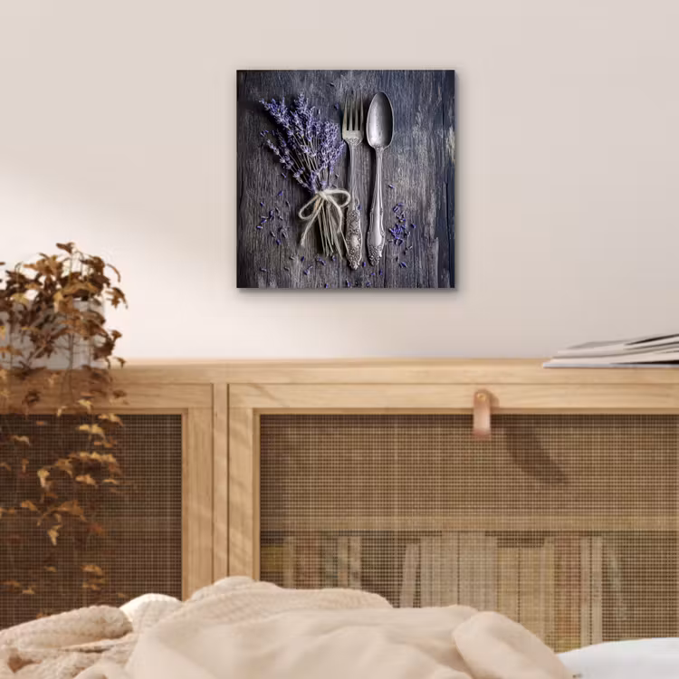 Aluminium schilderij - Lavendel - Lepel - Vork — 4