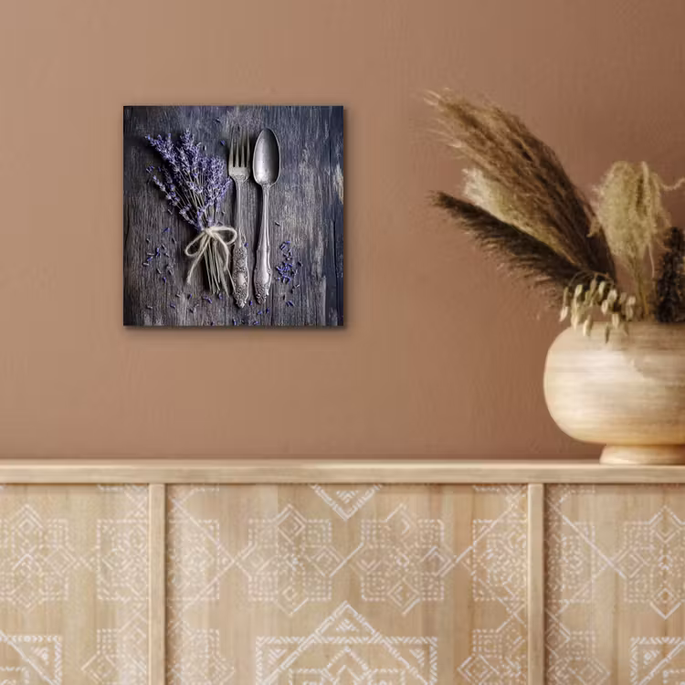 Aluminium schilderij - Lavendel - Lepel - Vork — 5