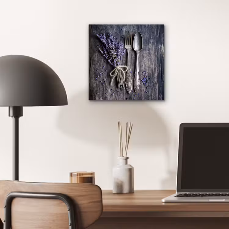 Aluminium schilderij - Lavendel - Lepel - Vork — 6