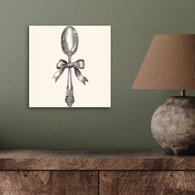 Aluminium schilderij - Lepel - Strik - Grijs — 3