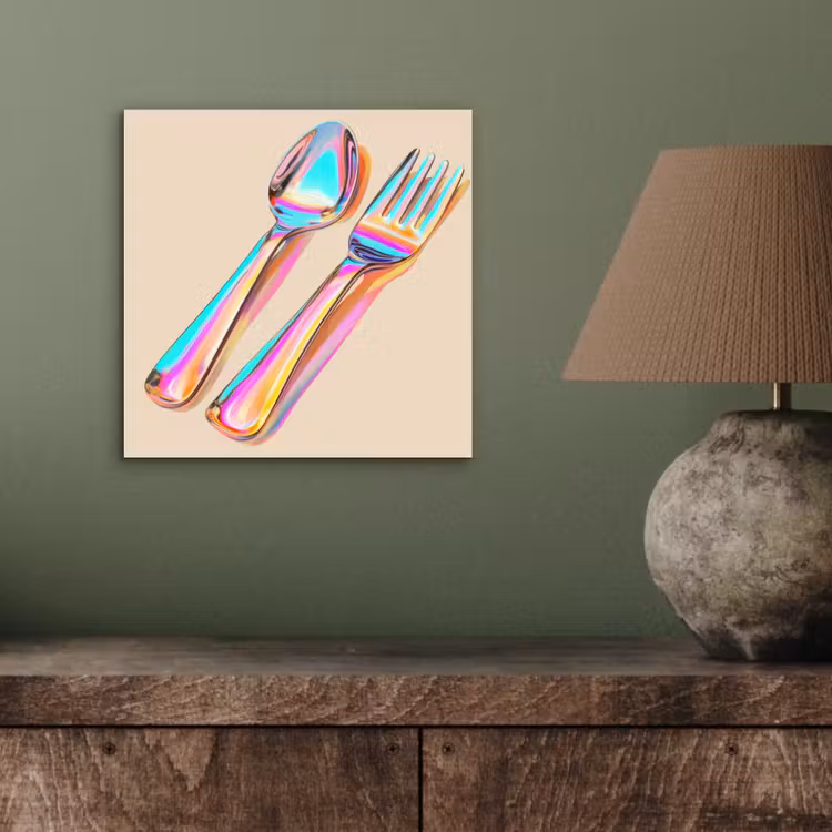 Aluminium schilderij - Regenboog - Lepel - Vork — 3