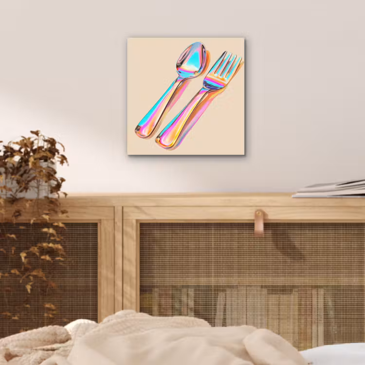 Aluminium schilderij - Regenboog - Lepel - Vork — 4