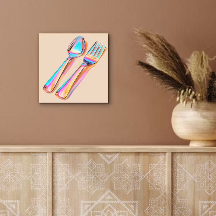Aluminium schilderij - Regenboog - Lepel - Vork — 5
