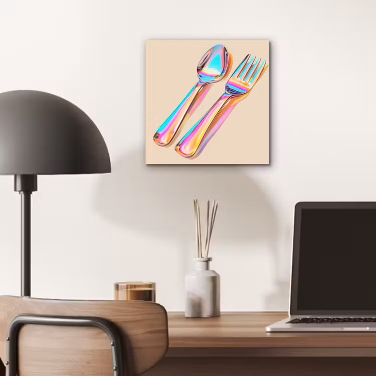 Aluminium schilderij - Regenboog - Lepel - Vork — 6