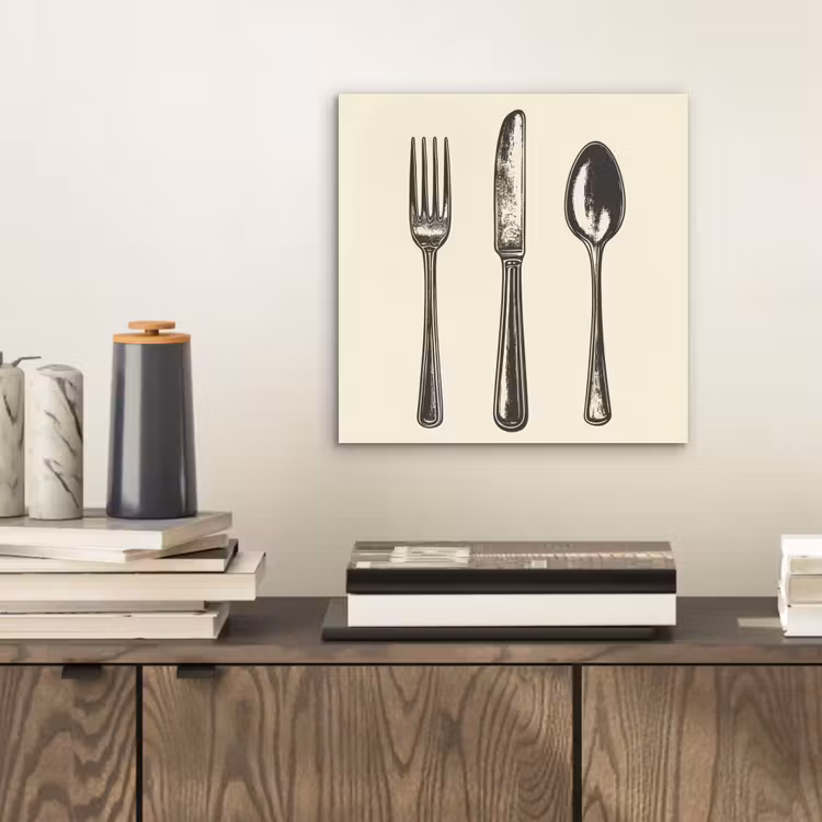 Aluminium schilderij - Zwart - Illustratie - Bestek — 2
