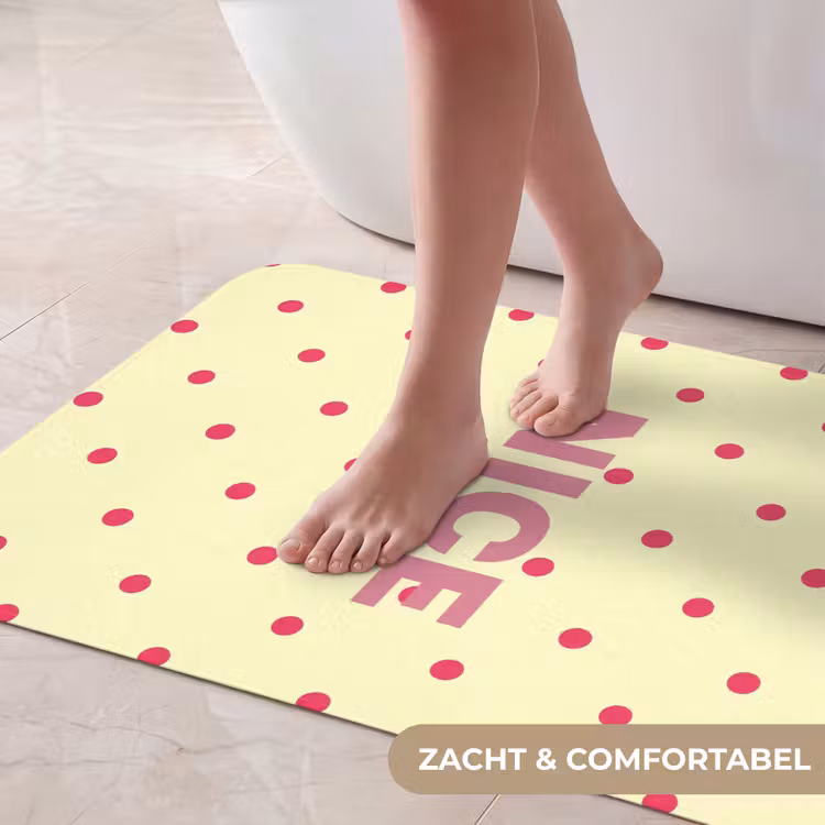 Badmat - Nice - Stippen - Roze - Geel — 5