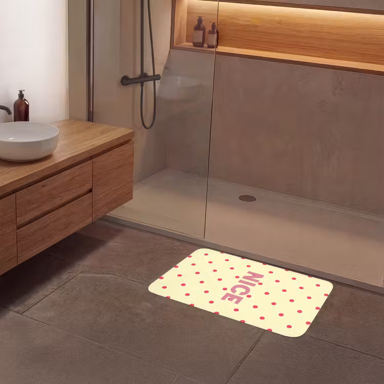Badmat - Nice - Stippen - Roze - Geel — 6