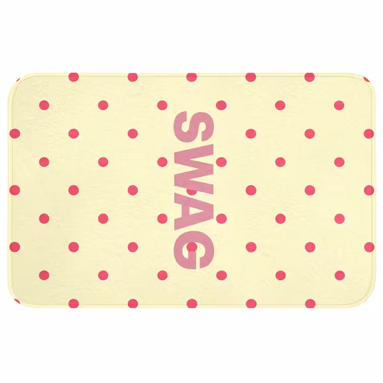 Badmat - Swag - Roze - Stippen - Geel — 1