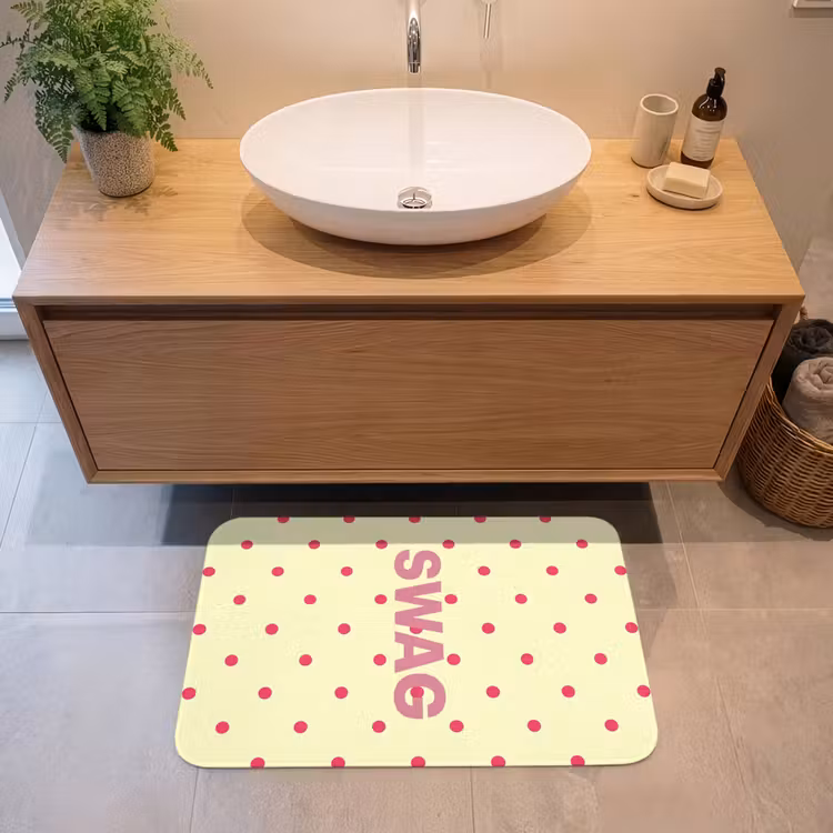 Badmat - Swag - Roze - Stippen - Geel — 2