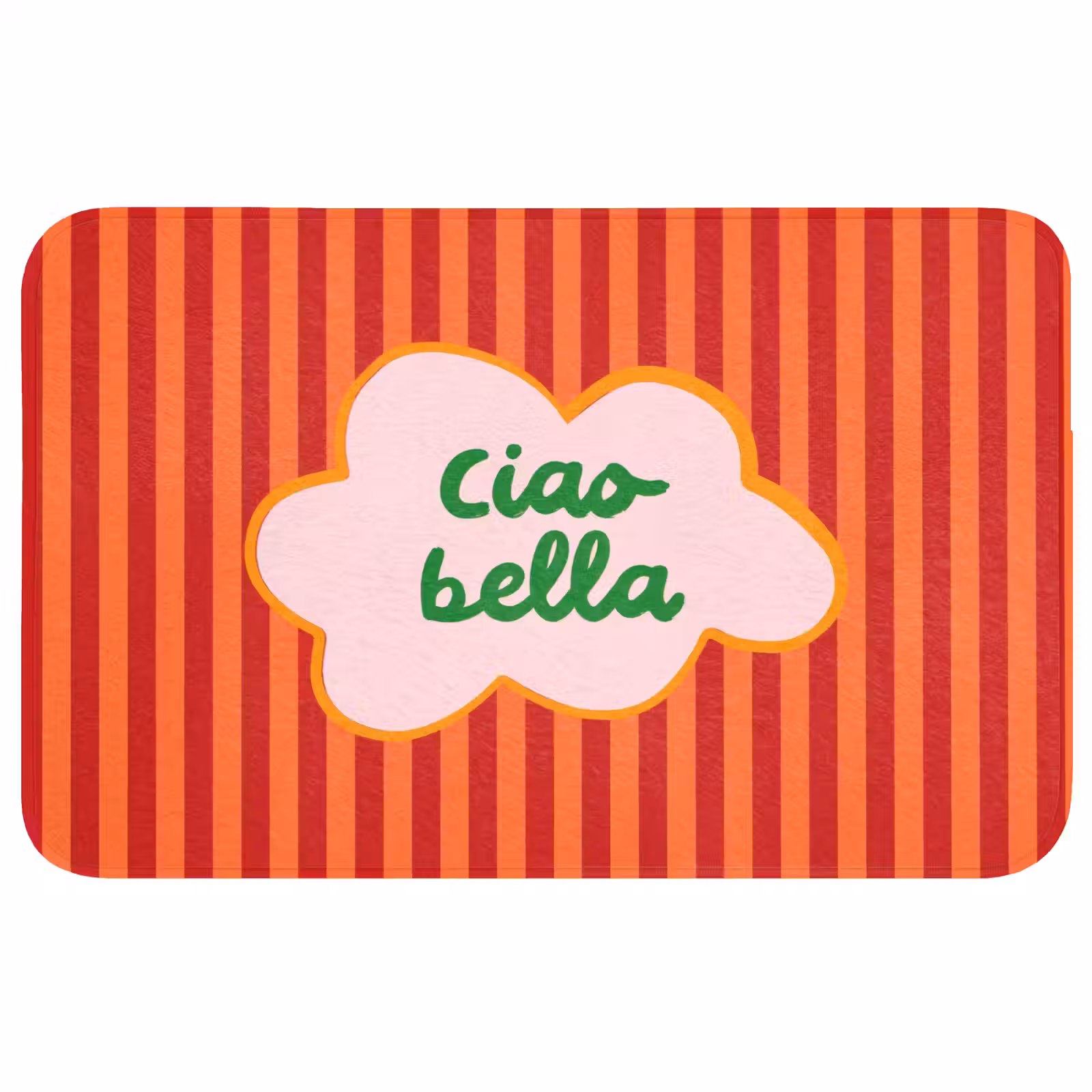 Badmat - Ciao bella - Tekstwolk - Strepen - Oranje — 1
