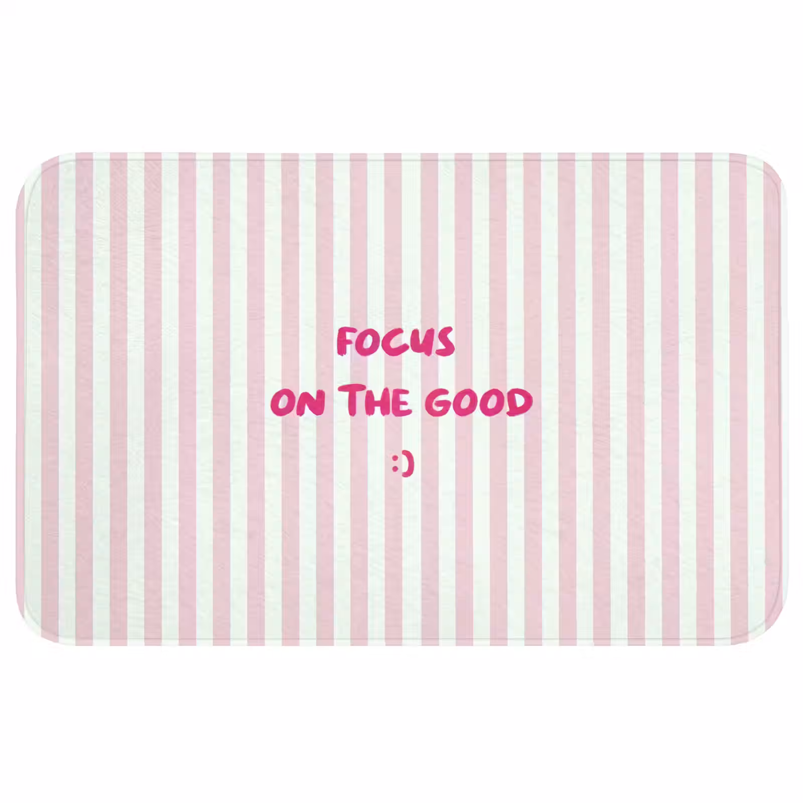 Badmat - Focus on the good - Strepen - Roze - Smiley — 1