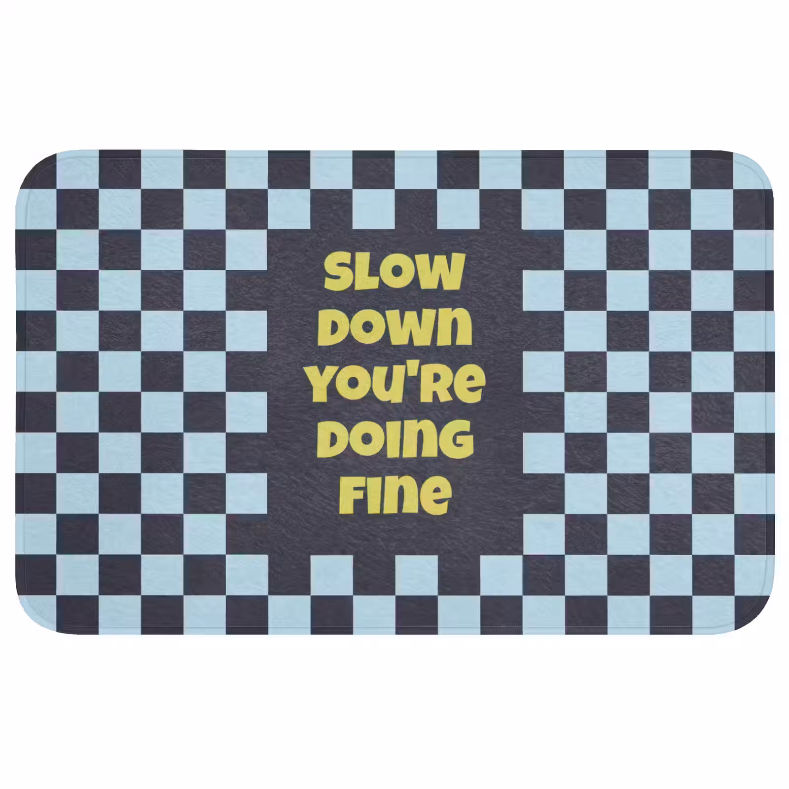 Badmat - Patroon - Geblok - Blauw - Slow down you're doing fine — 1