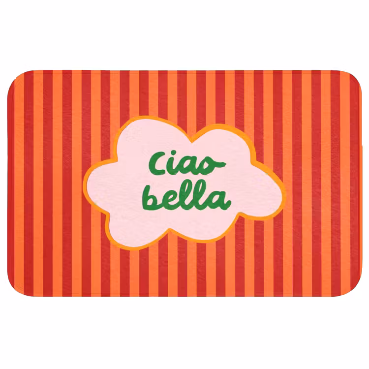 Badmat - Ciao bella - Tekstwolk - Strepen - Oranje — 1