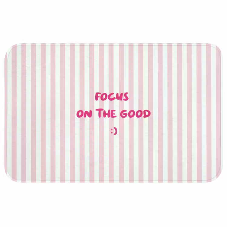Badmat - Focus on the good - Strepen - Roze - Smiley — 1