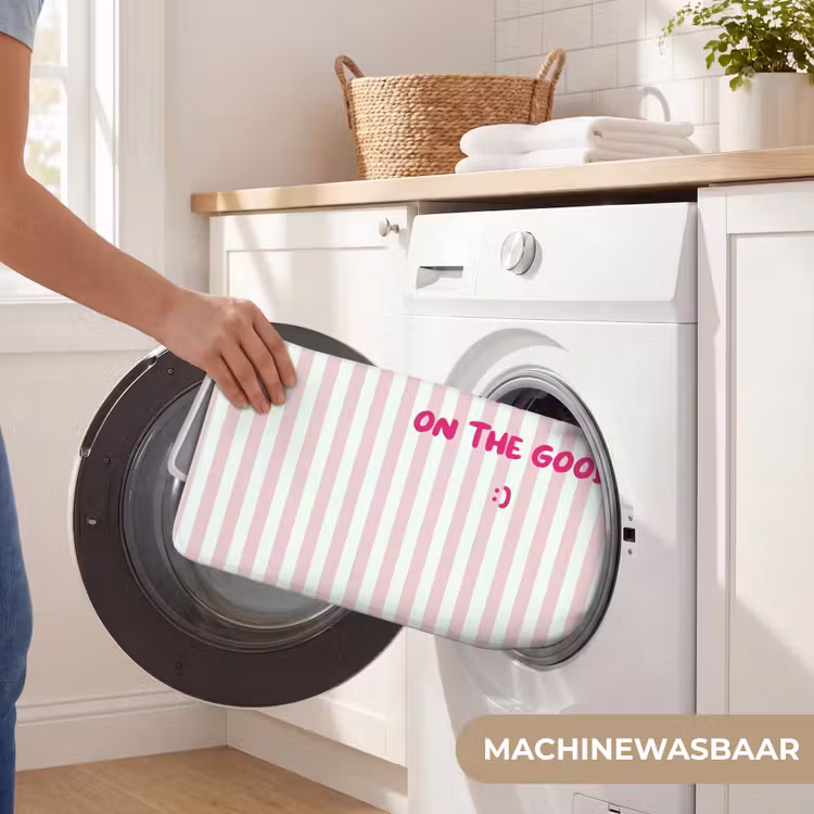 Badmat - Focus on the good - Strepen - Roze - Smiley — 7