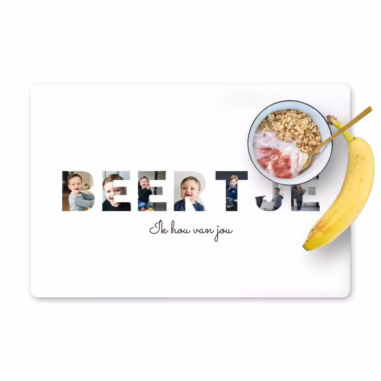 Gepersonaliseerde placemat - 6 stuks - Beertje - Lettercollage — 1