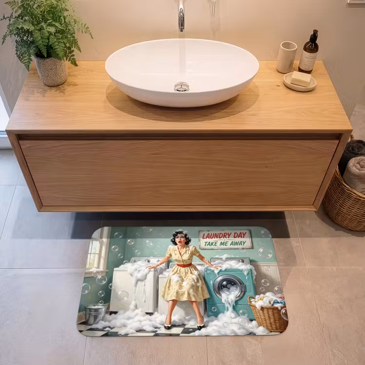 Badmat - Retro - Blauw - Vrouw — 2