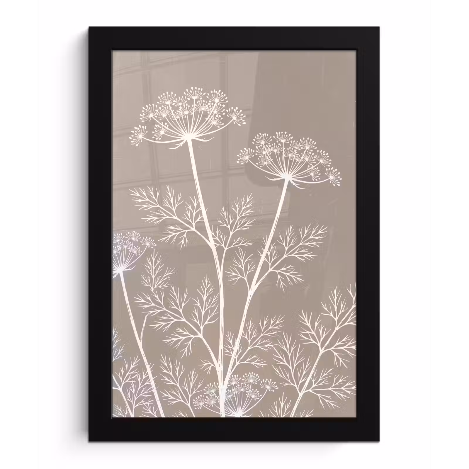 Poster met lijst - Grafisch - Fluitenkruid - Taupe — 1