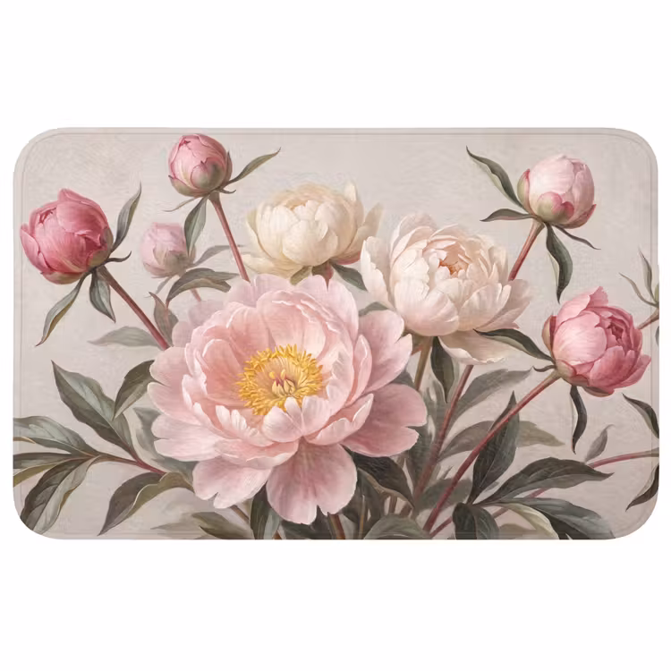 Badmat - Pioenrozen - Boeket - Roze
