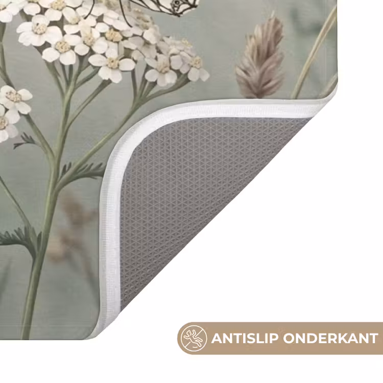 Badmat - Vlinders - Wildbloemen - Illustratie - Kleurrijk — 3