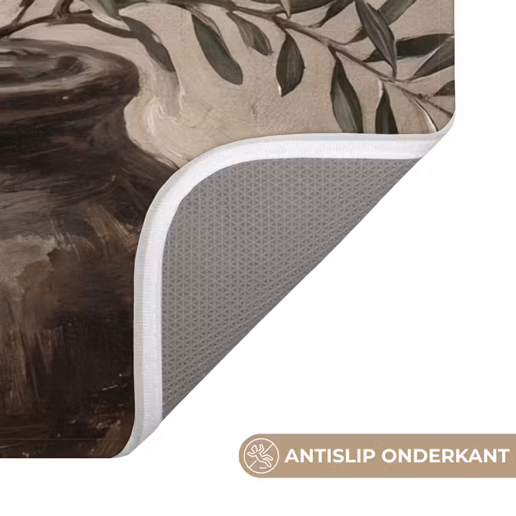 Badmat - Olijfplant - Aardenpot - Abstract - Beige — 3
