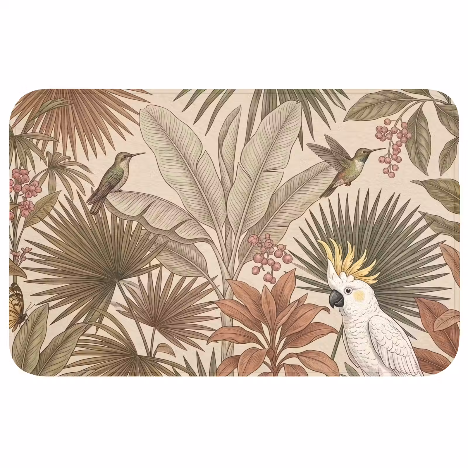 Badmat - Tropisch - Vogels - Beige — 1