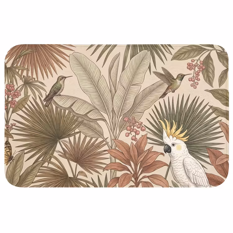 Badmat - Tropisch - Vogels - Beige