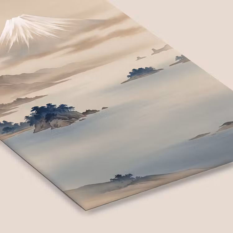 Poster met lijst - Berg Fuji Japans Landschap Beige — 7