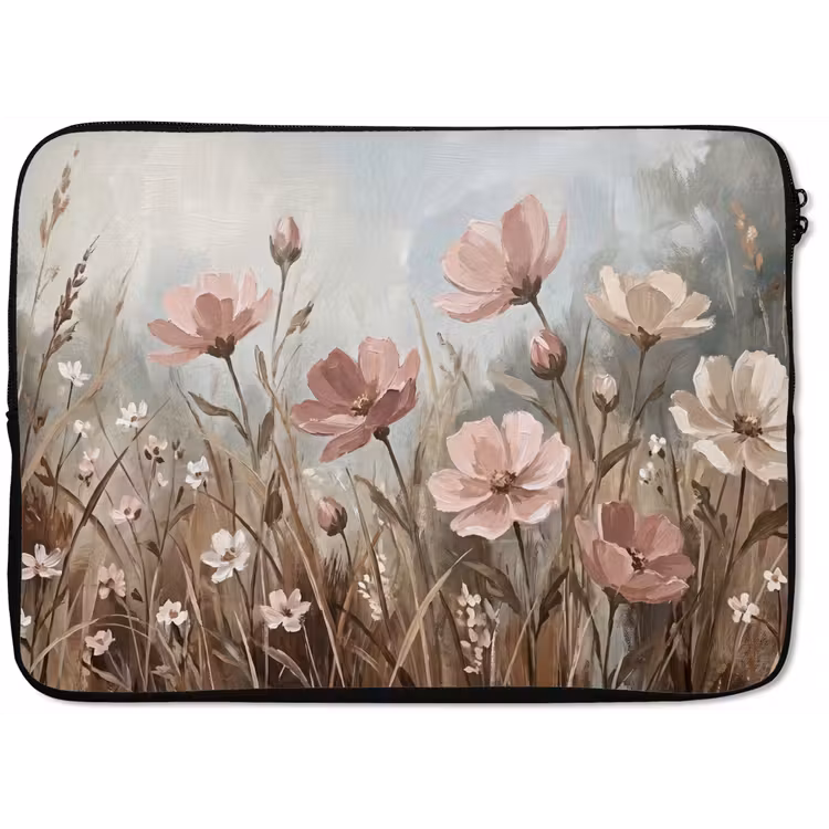 Laptophoes - Bloemen - Botanisch - Schilderij - Pastel - Rustiek