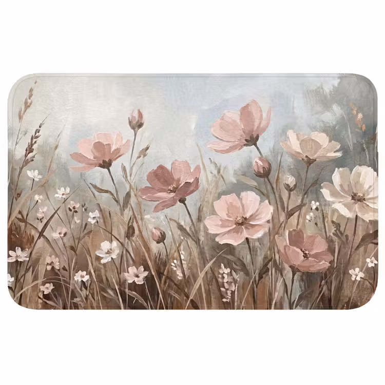 Badmat - Bloemen - Botanisch - Schilderij - Pastel - Rustiek