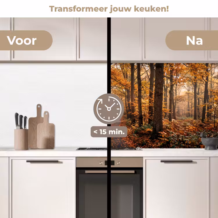 Keuken achterwand - Bospad - Herfstbos - Bladeren - Oranje - Nostalgisch — 2
