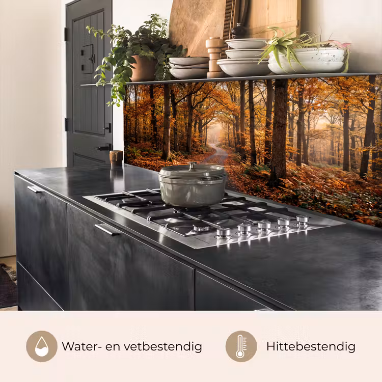 Keuken achterwand - Bospad - Herfstbos - Bladeren - Oranje - Nostalgisch — 3