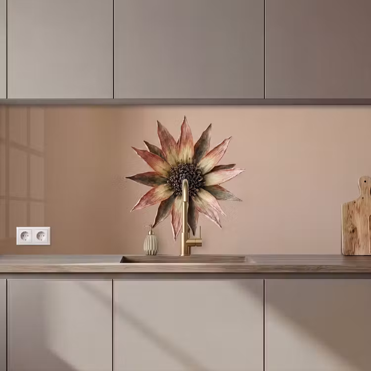 Keuken achterwand - Droogbloem - Protea - Vintage - Beige - Rustiek